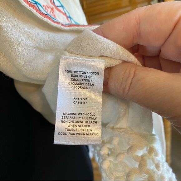 Natural Reflections Cream Kimono with Colorful southwest embroidery and Fringe M - Picture 5 of 7